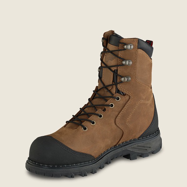 Red Wing Safety Bot Erkek - Burnside - 8-Inch Waterproof Toe - Kahverengi/Siyah - 62UMELCGW